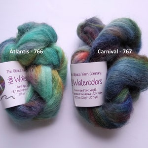 Alpaca Yarn Company, Halo Watercolors, hand-dyed, 257 yd/25g, lace weight yarn, Suri brushed Alpaca / Nylon, see also Halo solids image 3