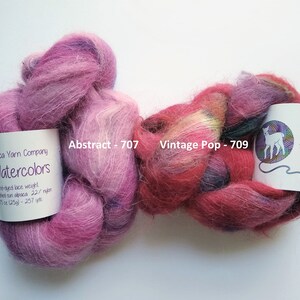 Alpaca Yarn Company, Halo Watercolors, hand-dyed, 257 yd/25g, lace weight yarn, Suri brushed Alpaca / Nylon, see also Halo solids image 5