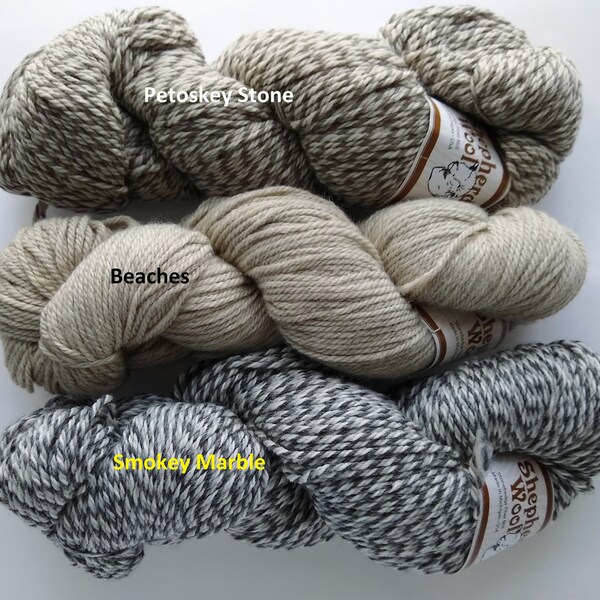 Shepherd's Wool Group 2, knitting yarn, merino, worsted weight, 250 yd/4 oz,  Stonehedge Fiber Mill, see description