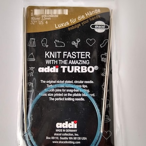 addi Turbo® 32 inch (80 cm) Circular Knitting Needles, US sizes 0 – 15 ( 2.00 mm -  10.00 mm),
