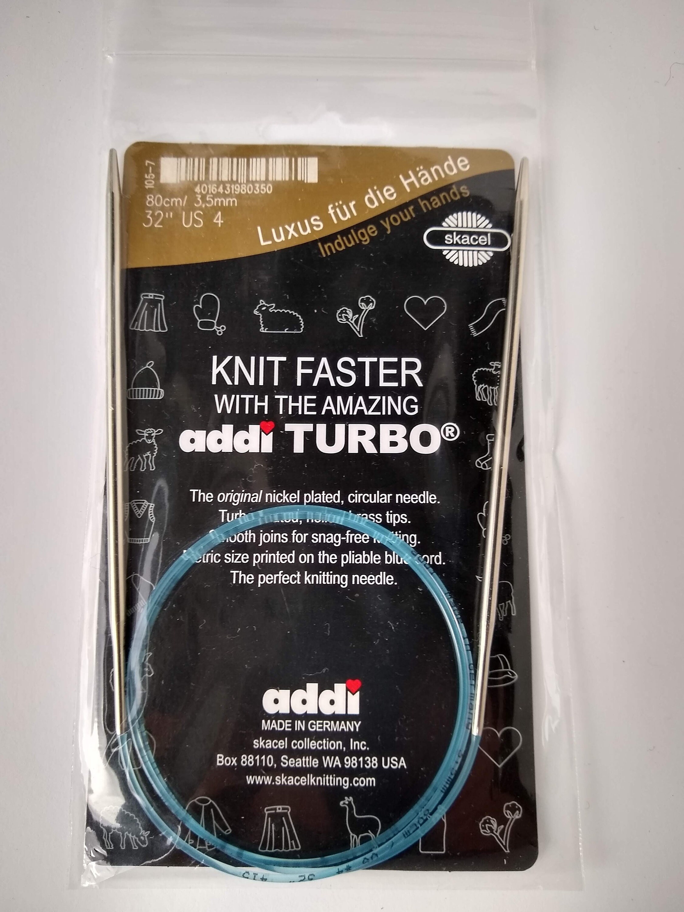 12 inch Addi Turbo Circular Knitting Needles - US 0, 2.0 mm