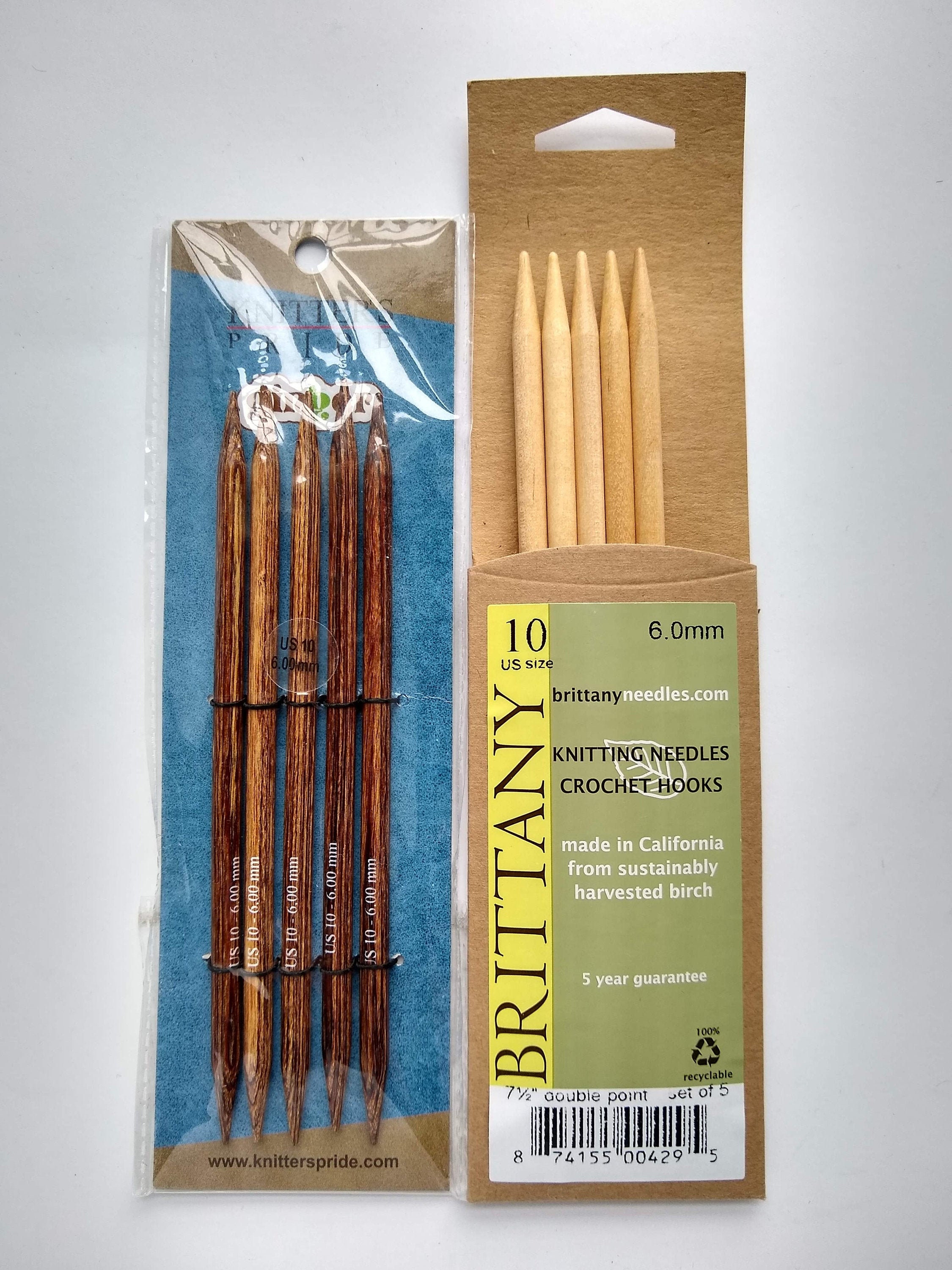 Wooden Knitting Needles size US 10, 10.5 (6.0, 6.5mm), circular, double point (dpn), straights (single point), Knitters Pride (KP), Brittany