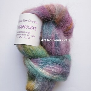 Alpaca Yarn Company, Halo Watercolors, hand-dyed, 257 yd/25g, lace weight yarn, Suri brushed Alpaca / Nylon, see also Halo solids Art Nouveau - 710