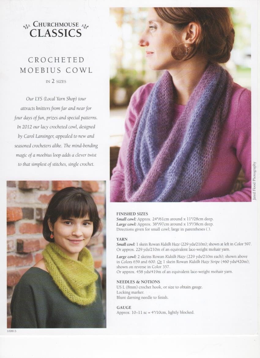 Crocheted Moebius Cowl, Crochet Pattern, Short or Long Cowl, Lace