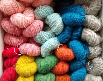 Jamie Harmon’s Rainbow Yarn, LAST TWO, merino/angora/alpaca, DK weight,  150 yds/1.5 oz, naturally dyed in Vermont