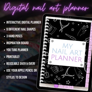 Digital Nail Art Planner, nail planner, nail templates, nail art book, nail design, templates, digital planner, goodnotes, keynotes