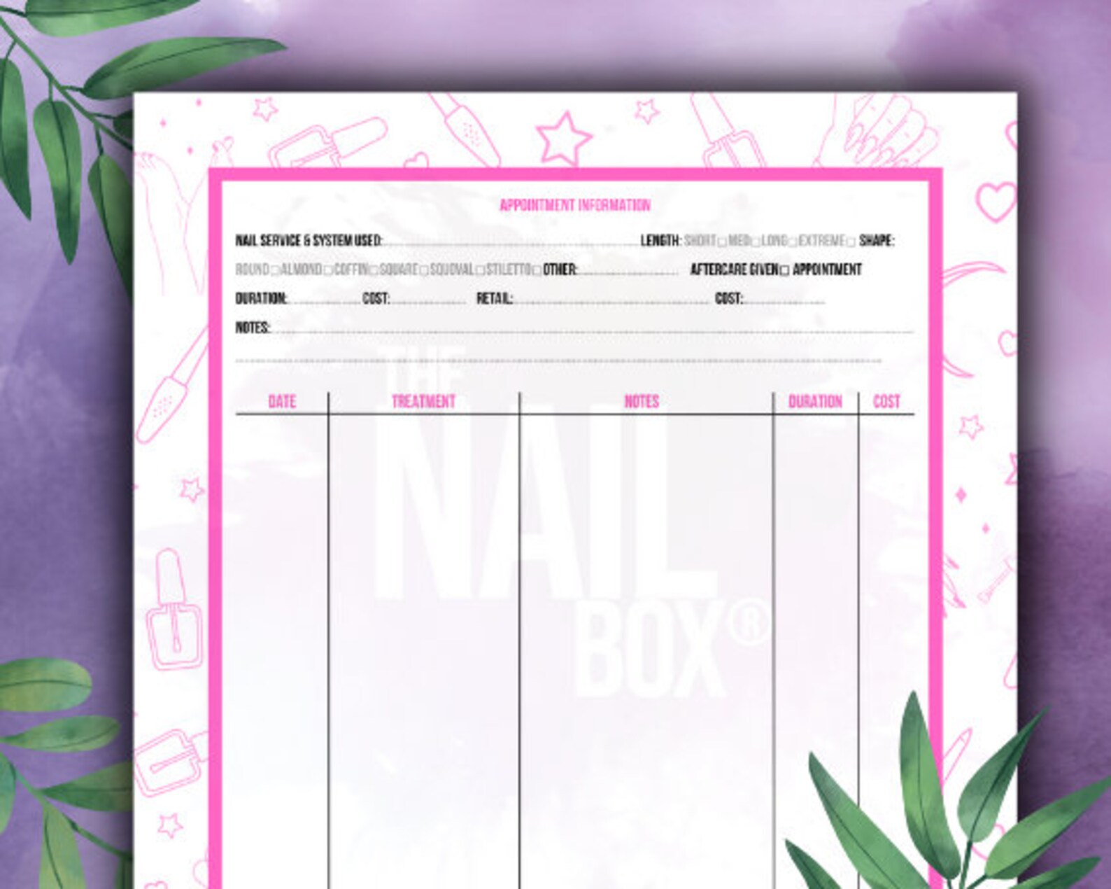 Nail Consultation Form Printable Nail Tech Forms Nail | Etsy