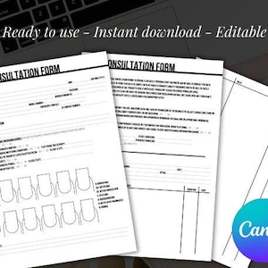 編集可能なネイル相談フォームテンプレート – Canva デジタルクライアント受付フォーム | 印刷可能なサロンPDF
