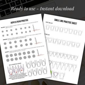 Acrylic Nail Practice Sheet – Smile Line & Bead Placement | Printable Digital Template (A4/PDF)