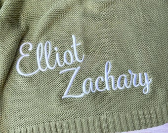 Embroidered Baby Blanket, Personalized Baby Blanket, Cozy Soft Cotton Knit Custom Name Blanket, Baby Gift Gift for Newborns Baby Shower Gift