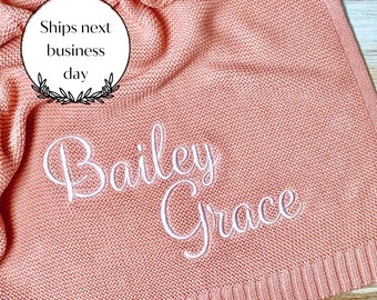 Embroidered Baby Blanket, Personalized Baby Blanket, Cozy Soft Cotton Knit Custom Name Blanket, Baby Gift Gift for Newborns Baby Shower Gift