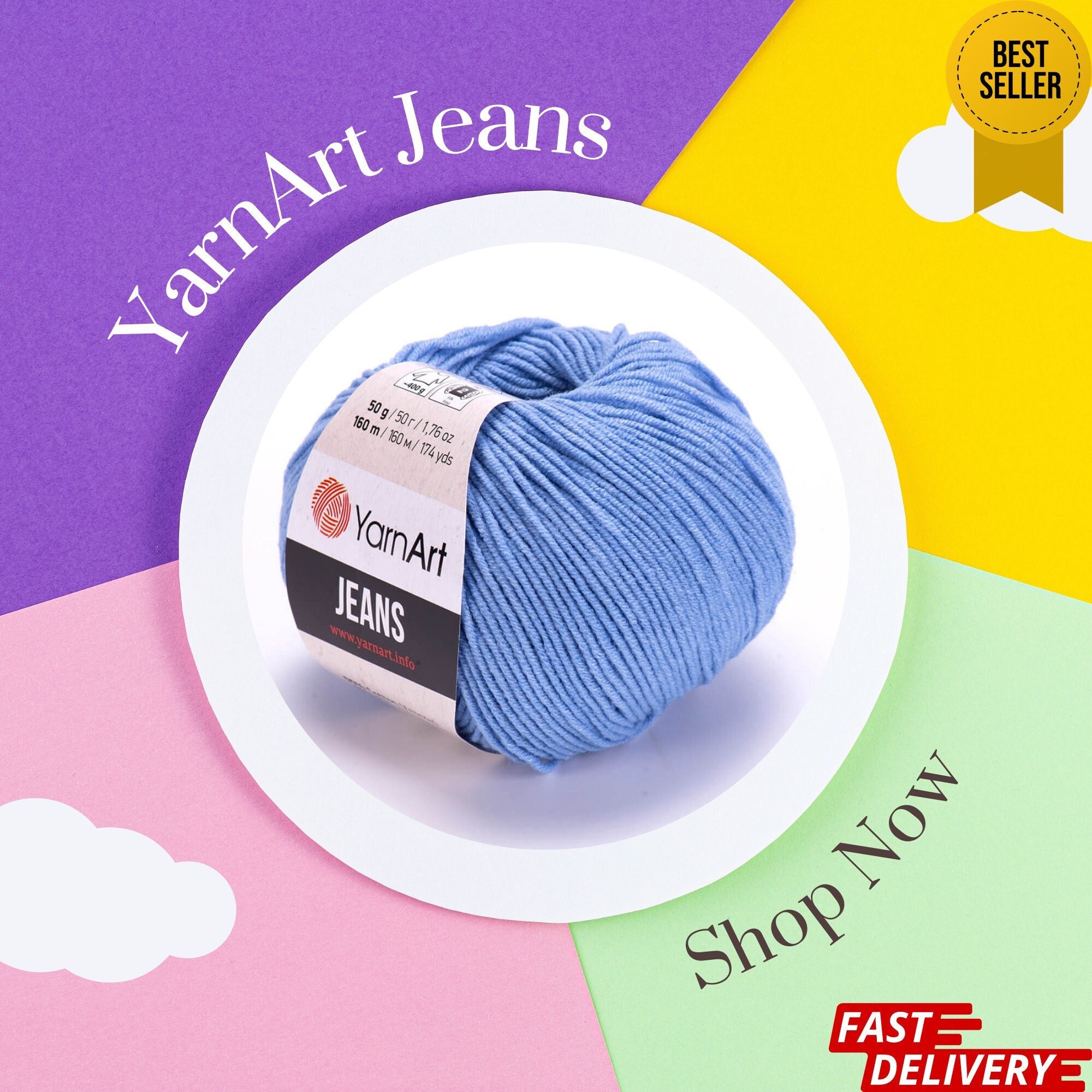 YarnArt Jeans Knitting Yarn, Baby Blue - 75