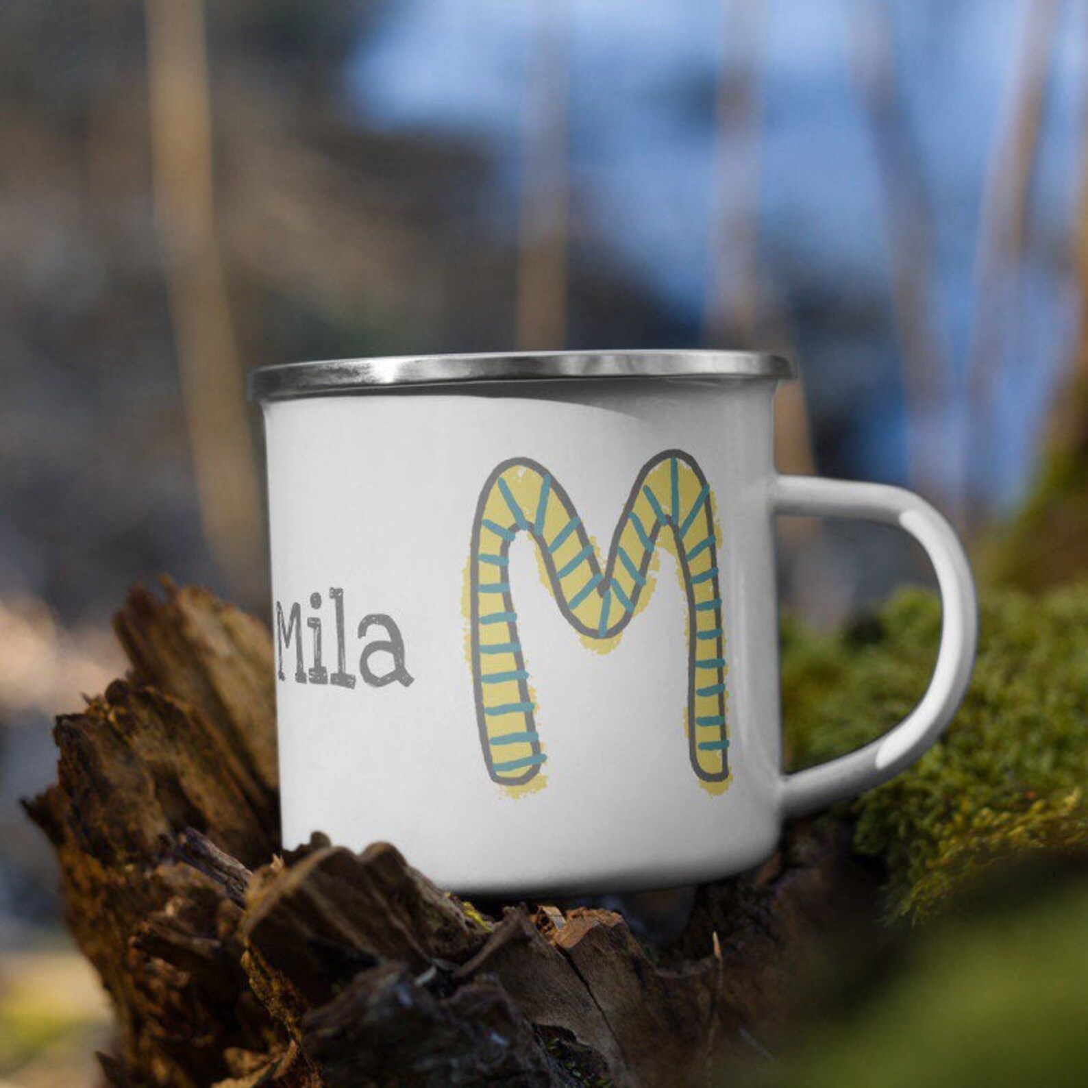 Letter M Enamel Mug For Kids Gift Idea Starts With M For Her Etsy