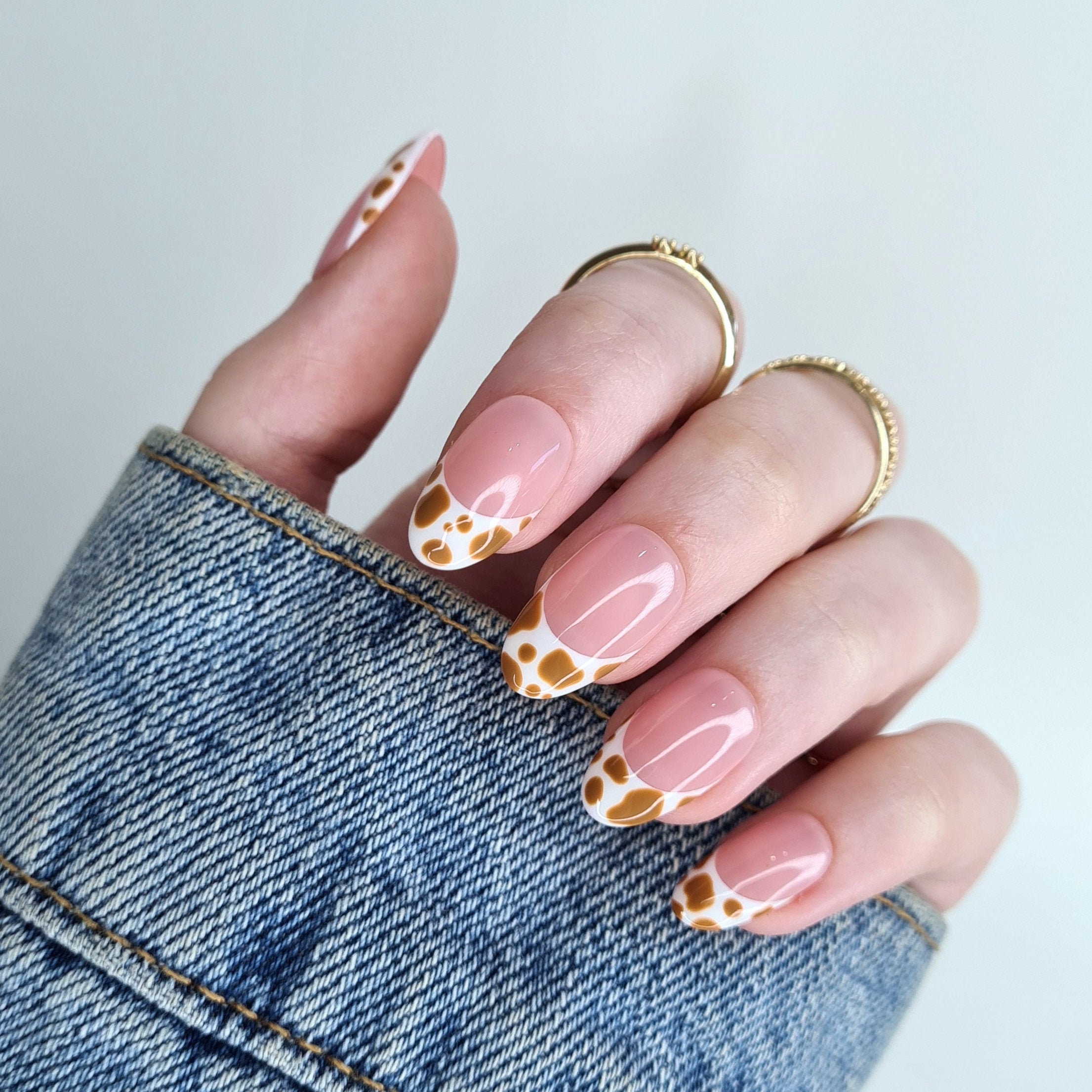 Brown Cow French Press-on Nails French Nails Cow Print - Etsy