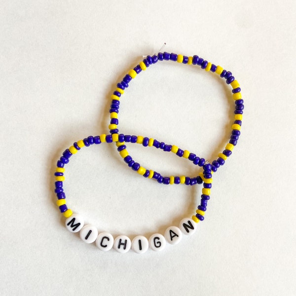 University of Michigan Beaded Bracelet 2 Piece Set