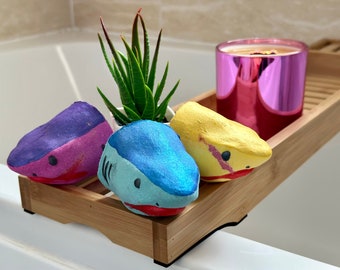 Shark Bath Bomb Gift Set: Handmade Vibrant Aromatherapy