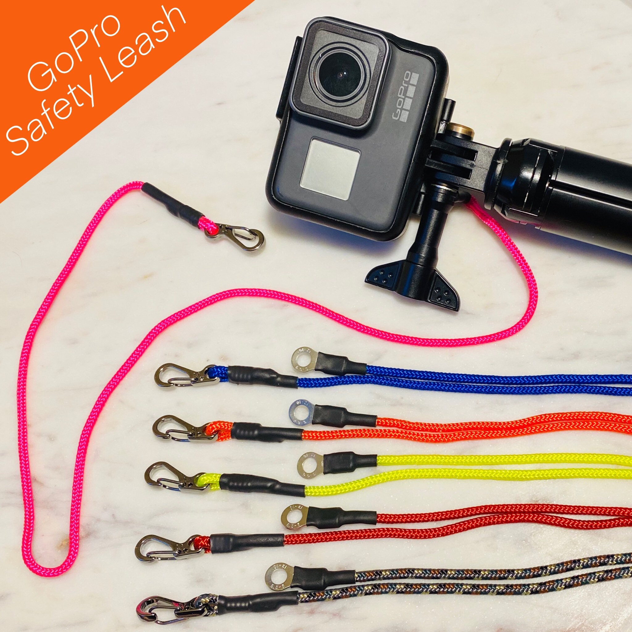 GoPro Leash Safety cable Tether See Me Outdoors Etsy