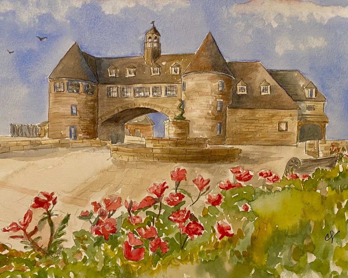 Narragansett Towers Watercolor Blank Greeting Cards Etsy