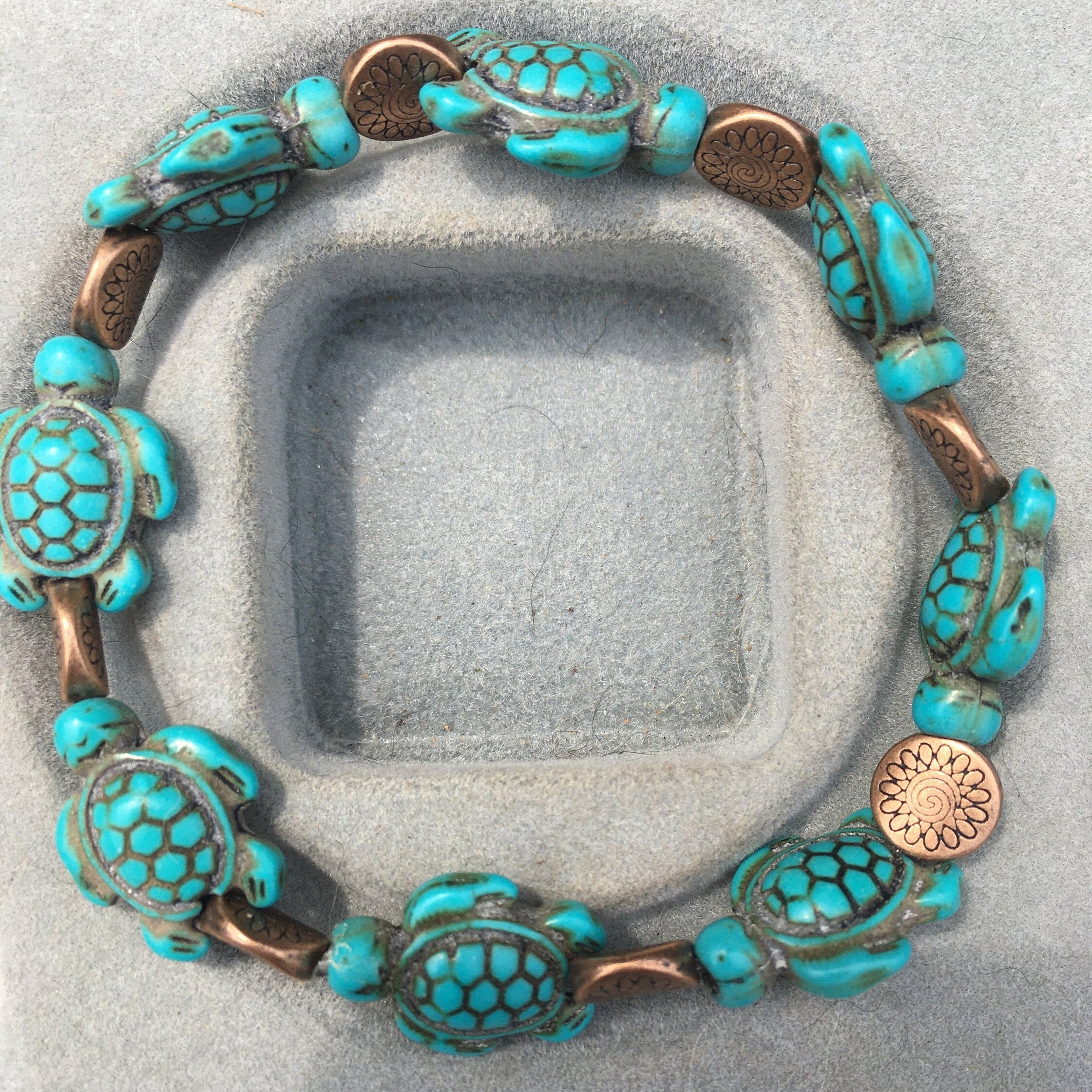 Turquoise Bracelet Howlite Bracelet turtle bracelet stretch Etsy