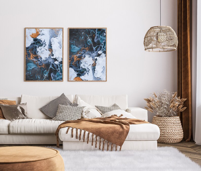 Unique Modern Wall Art 2 Piece Art Prints Abstract Poster Etsy