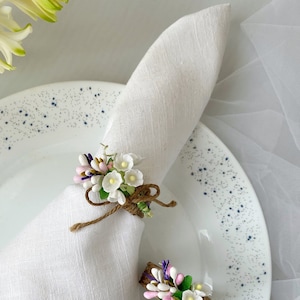 6er Set Oster-Serviettenringe - Florale Serviettenhalter - Rustikale Hochzeitsakzente - Perfekt für Oster- und Hochzeitstischdekoration
