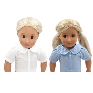 18" Doll Peter Pan Collar Short Sleeve Blouse- Doll School Outfit- Round Collar