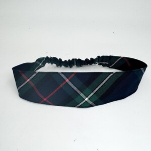 Plaid 1E - Soft Elastic Headband in School Uniform Plaid/ Back to School/Contoured Face/Navy, Hunter, Red, White Plaid