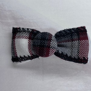 Bow Tie Hair Bow with Plaid Button on Alligator Clip/Back to School Uniform Plaid Fabric/Girl and Baby Hair Clip/Ponytail Holder/Plaid 91 54