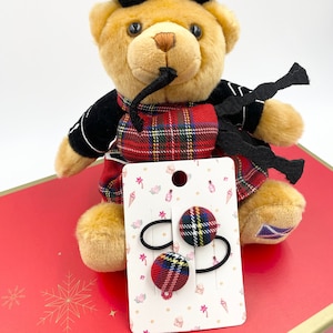 Royal Stewart Tartan Plaid -Set of 2 Hair Ties-Girls-Women Hair Accessories-Pony tail Holder-Hair Bobbles-Scot