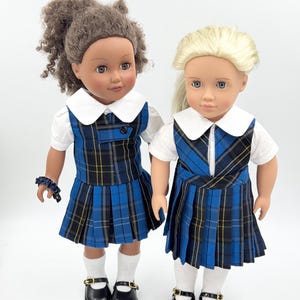 Plaid 92/18 inch Doll Outfit/Two Styles Jumper/ School Plaid Jumper include Blouse and Hair Accessory/Add On Options: Shoe and Sock