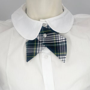 Plaid 61-Campbell Plaid-Girl&#39;s Plaid Cross Tie-Extra Length-Back to School Uniform Adjustable Neck tie with Pearl button snap