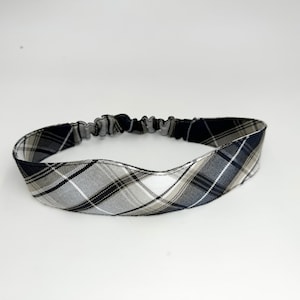 Plaid KN- Soft Headband in School Uniform Plaid- Back to School-Contoured Face-Elastic Back-Black,Navy,Brown,White