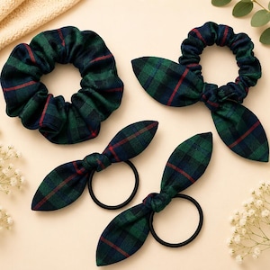 Girls Plaid Hair Bow Set with Headband Scrunchie Handmade Back to School Plaid 72/back to School/girls Hair Accessories/scrunchie  main image 4
