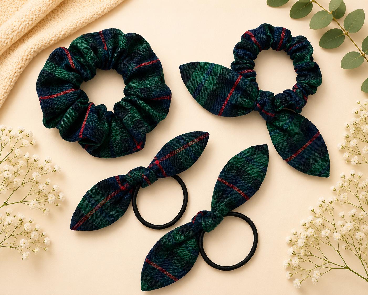 Plaid 98/back to School/girls Hair Accessories/scrunchie 