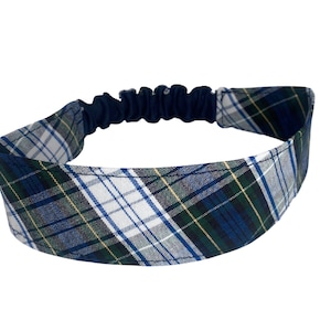 Plaid 80-Elastic Soft Headband in School Uniform Plaid-2&quot; wide-Back to School-Contoured Face-Elastic Back