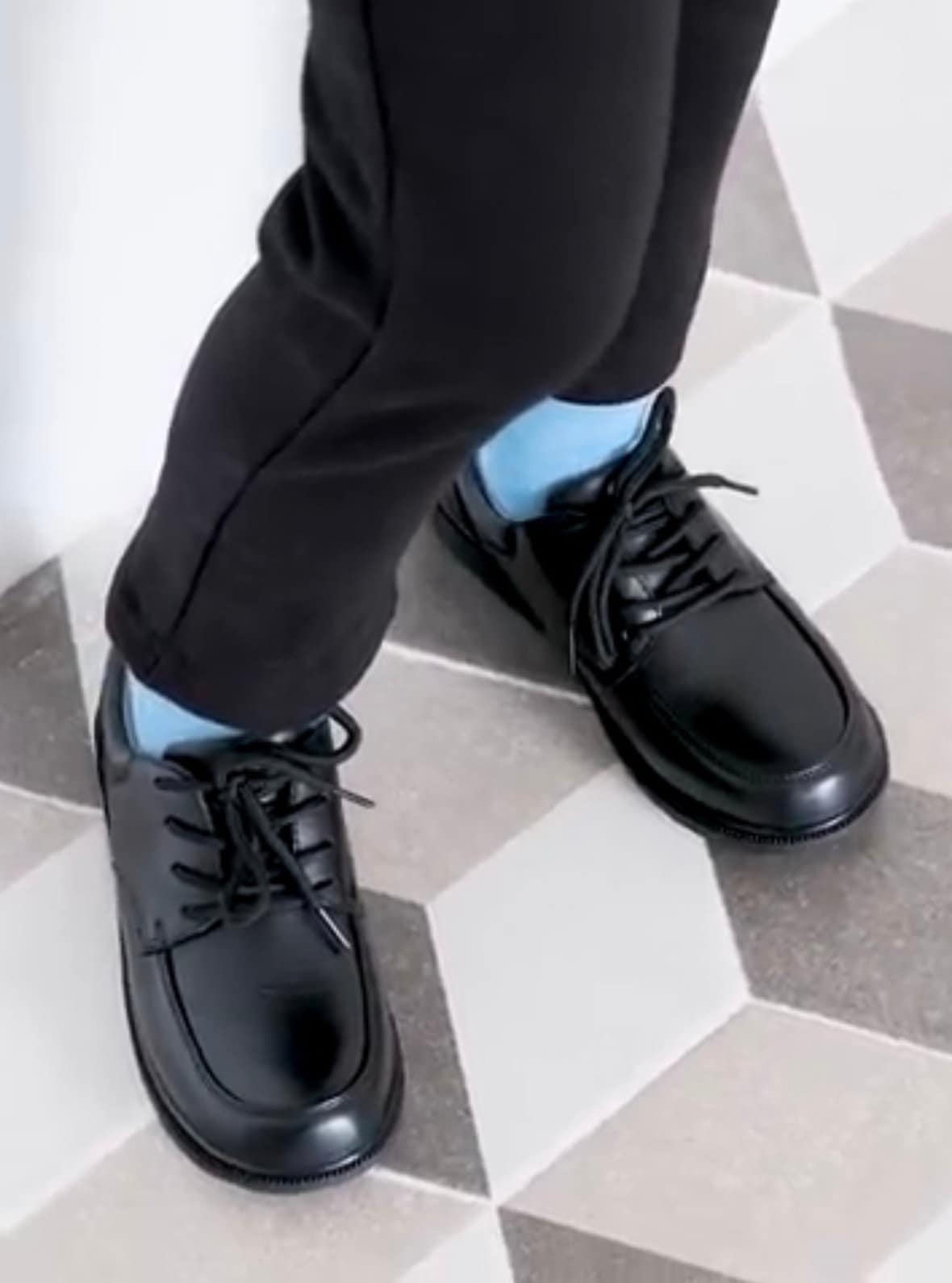 Boy Black Dress Shoe/Lace Up/Round Flat/Slip on/ Genuine Leather/Back to School/Holidays/Waterproof