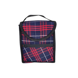 Plaid 36 37 School Plaid Lunch Bag/ Snack Bag/ School Uniform Plaid/ Navy,Red,White