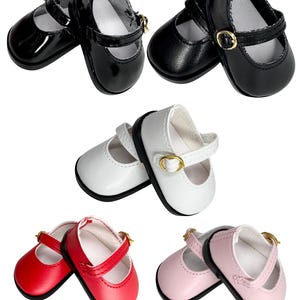 14.5 inch Wellie Wishers Doll Shoes-Mary Jane Black,Red,White,Pink- New Born Baby