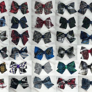 Medium Plaid Bow with Tail-Back to School/Private School Uniform Plaid-First day of School/Alligator Clip-Uniform Plaid Hair Bows
