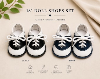 18 inch Doll Two Tones Oxford Saddle Shoes-Black White or Navy White