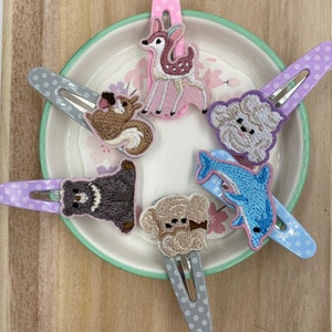 Cute Animal Hair Clip,Toddler,Girls Hair Clip,Baby Girl Clip,Pastel Dot Snap Hair Clip,Girls hair bow,Gift for Girls,One Cute Animal Clip