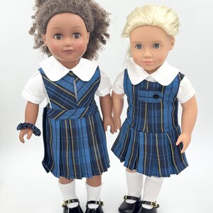 Plaid 678/18 inch Doll Outfit/Two Styles Jumper/ School Plaid Jumper include Blouse and Hair Accessory/Add On Options: Shoe and Sock