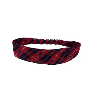 Plaid 65 - Soft Elastic Headband in School Uniform Plaid/ Back to School/Contoured Face/Red,Navy,Green