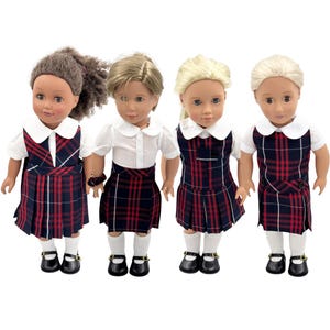 Plaid 36 Plaid 37/18 inch  Doll Outfit /Four Styles Jumper/School Plaid Jumper include Blouse and Hair Accessory/Add On Options:Shoe & Sock
