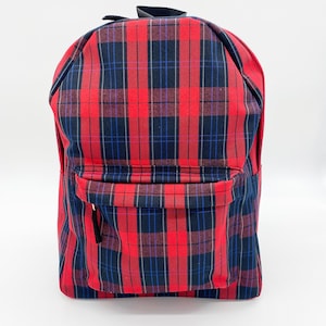 School Uniform Plaid Backpack/Back to School/Sport,Travel Backpack/Adults and Kids/Water Bottle pocket/Red,Blue,Yellow/ Woodland Plaid 94