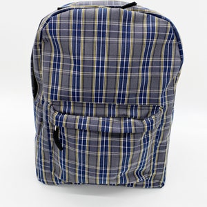 School Uniform Plaid Backpack/Back to School/Sport,Travel Backpack/Adults and Kids/Water Bottle Pocket/Navy,Gray,Yellow,White/Bernard P42