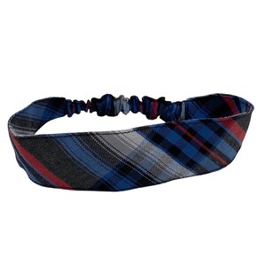 Plaid 31 - Windsor Plaid- Soft Elastic Headband in School Uniform Plaid/ Back to School/Contoured Face/Blue,Gray,Red,Black Plaid