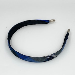 Plaid 32- 3/4&quot; Wide Plaid Thin Headband-Metal Tip-Back to School Uniform Plaid Fabric-First day of School-School Uniform Headband