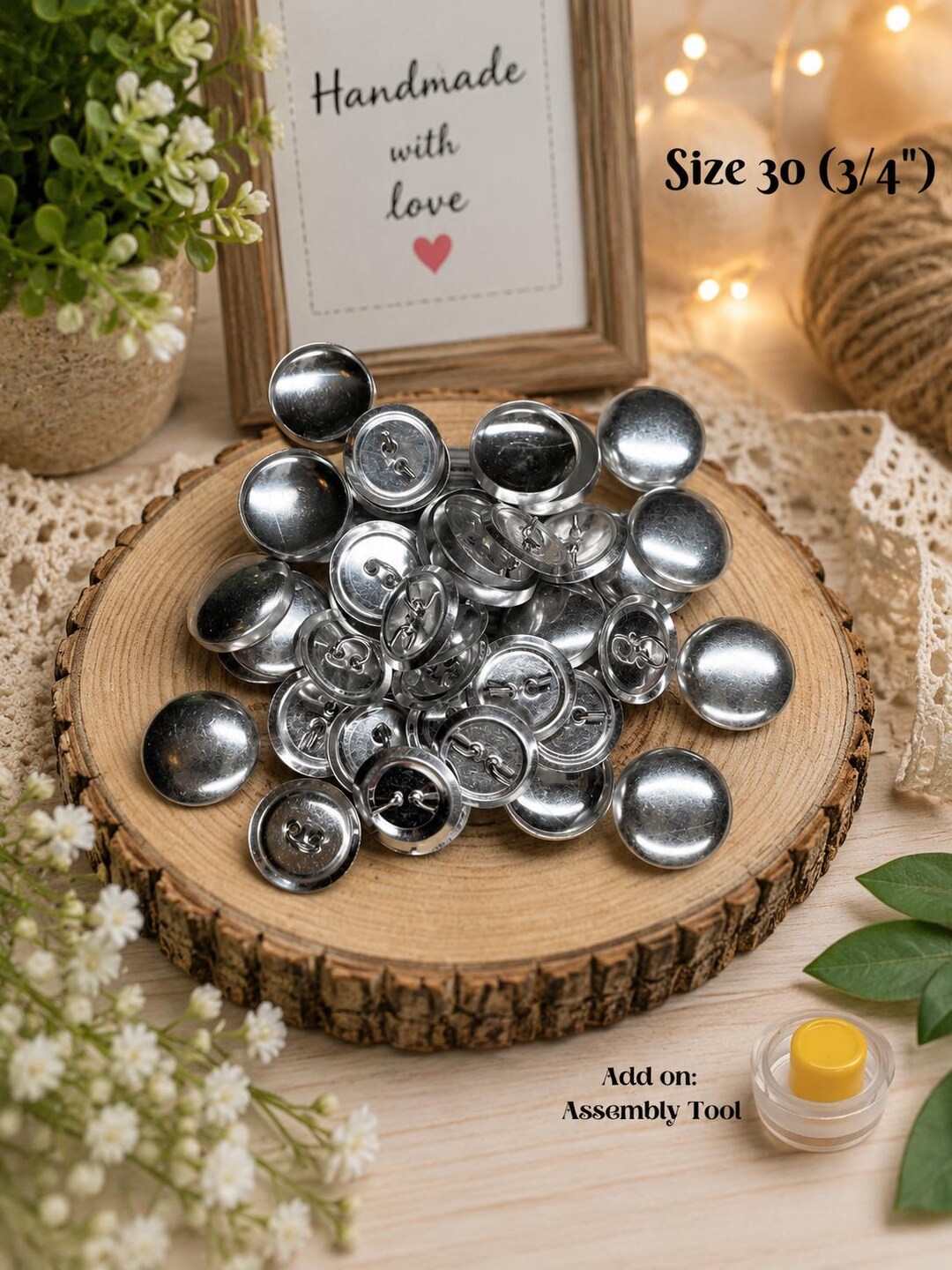 Size 30 (3/4 Inch-19mm) Blank Cover Buttons - Wire Back-fabric Covered ...