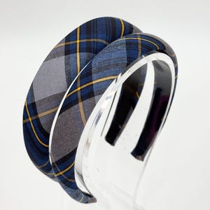 1.25&quot; or 1&quot; Padded Headband-Plaid 57- Back to School-Uniform Plaid Fabric Headband/Adults or Girls/School Wear or Work/Classic Navy Plaid